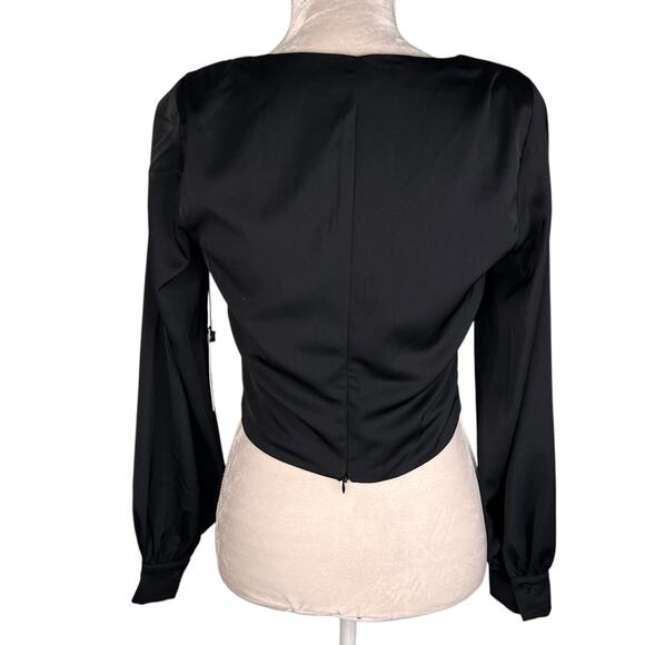 ASTR The Label Womens Shirt Blouse Black Small Cropped New - Picture 2 of 10
